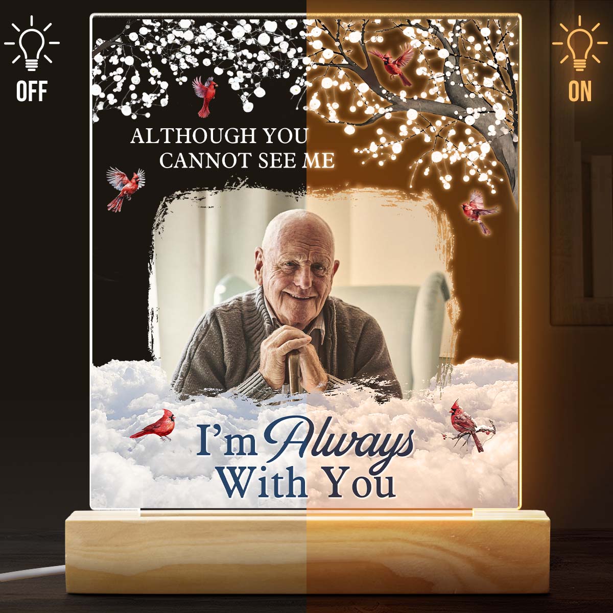 Custom Photo We're Always With You - Customized Personalized 3D LED Light - Sympathy Gift For Family Members