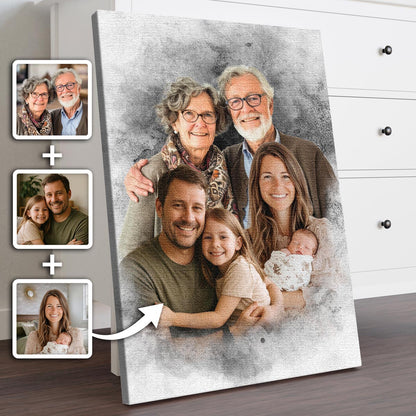 Color Combine Add Deceased Loved One to Photo, Memorial Gift, Add Person to Photo, Family Portrait Different Photos, Combine Photos Canvas