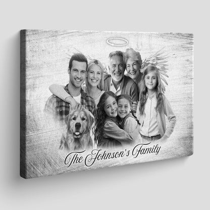 Horizontal Combine Photos Loved One, Family Portrait From Different Photos - Personalized Canvas - Memorial Gift