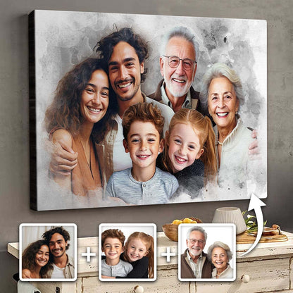 Add Deceased Loved One To Photo, Personalized Canvas, Combine Photos of Family, Memorial Gift