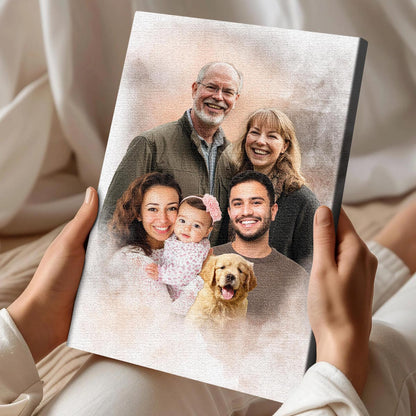 Add Deceased Loved One to Photo - Memorial Gift - Add Person to Photo - Family Portrait Different Photos, Combine Photos Canvas