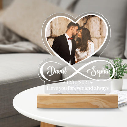 Custom Photo I Love You To Infinity And Beyond - Customized Personalized 3D LED Light - Gift For Husband Wife, Anniversary