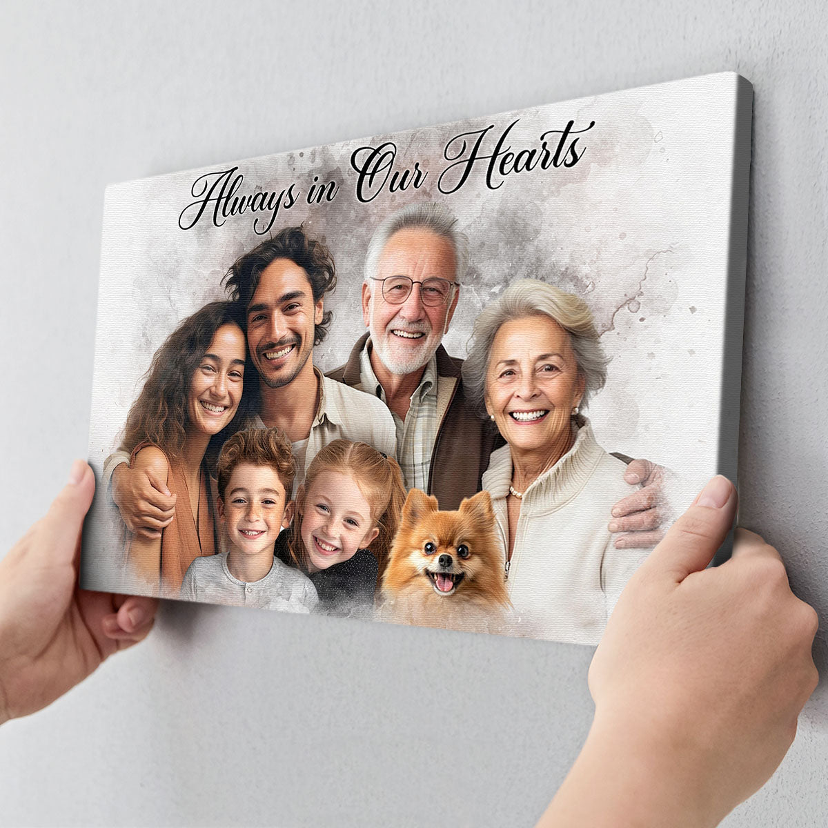 Custom Photos Horizontal Loved One Combined With Quotes, Halo To Deceased One - Personalized Canvas