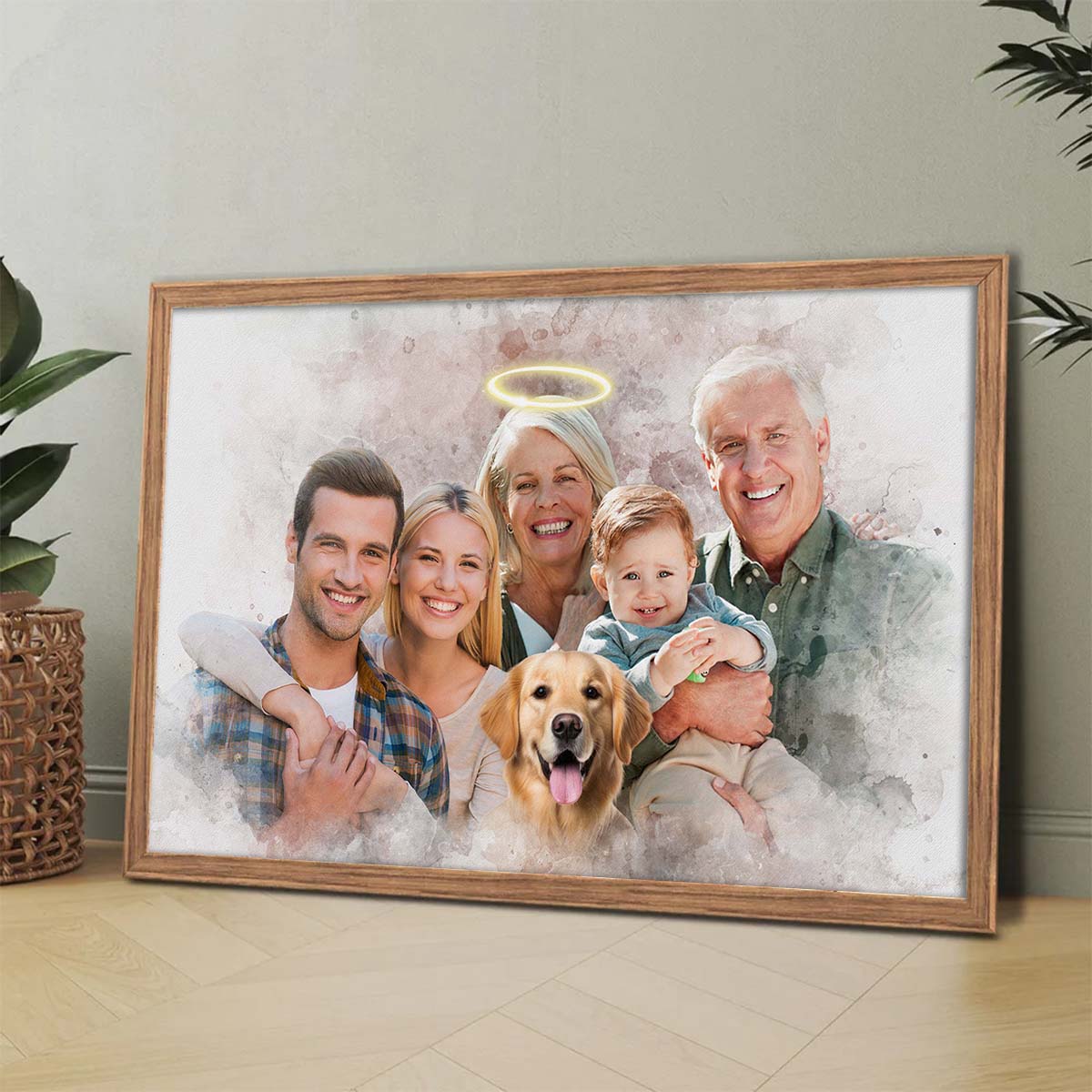 Combine Loved One From Different Photos, Adding Halo To Deceased One - Personalized Canvas