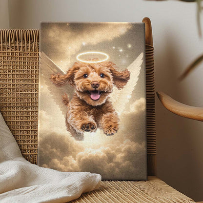 Memorial Custom Photo Canvas - Pet Loss With Halo & Wings Heaven - Gift For Family Members, Pet Lovers