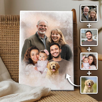 Add Deceased Loved One to Photo - Memorial Gift - Add Person to Photo - Family Portrait Different Photos, Combine Photos Canvas