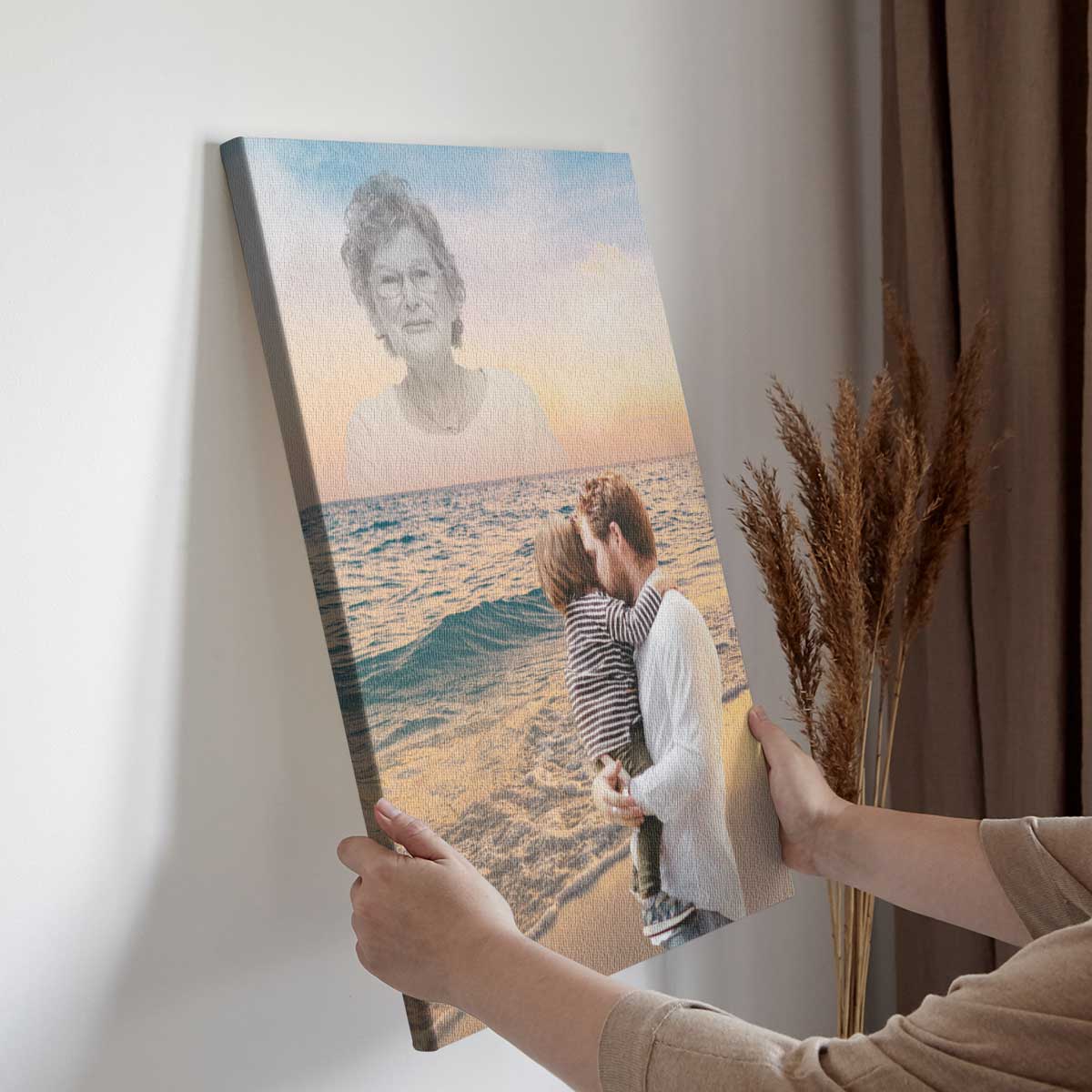 Memorial Custom Photo Canvas - Sunset Horizon View For Deceased, Loved One - Gift For Family Members