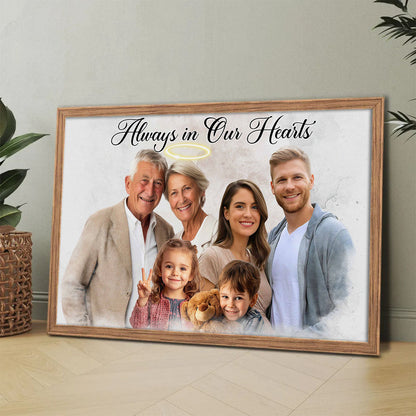 Combine Photos Loved One With Quotes, Adding Halo To Deceased One - Personalized Canvas