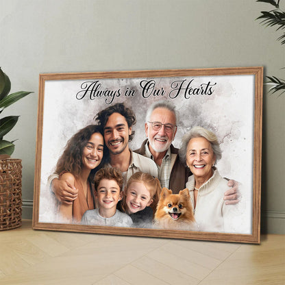 Custom Photos Horizontal Loved One Combined With Quotes, Halo To Deceased One - Personalized Canvas