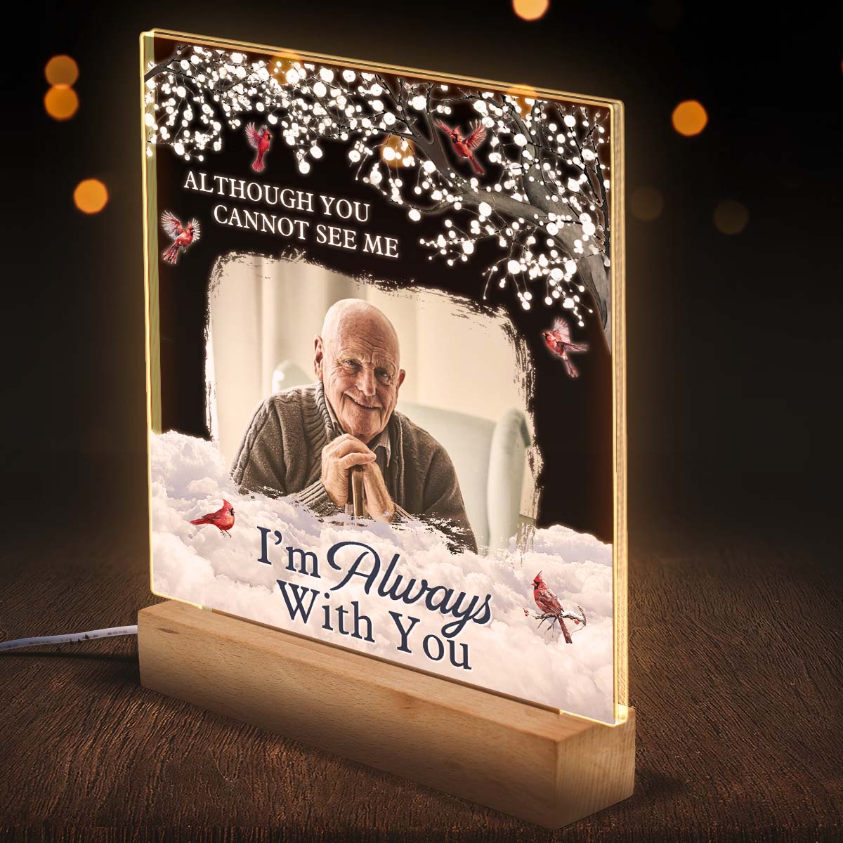 Custom Photo We're Always With You - Customized Personalized 3D LED Light - Sympathy Gift For Family Members