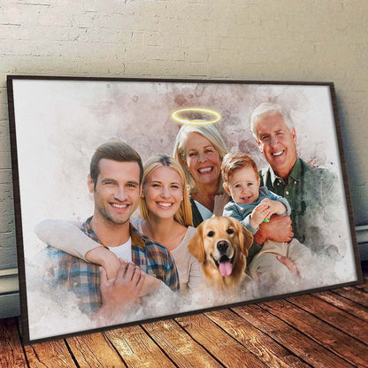 Combine Loved One From Different Photos, Adding Halo To Deceased One - Personalized Canvas