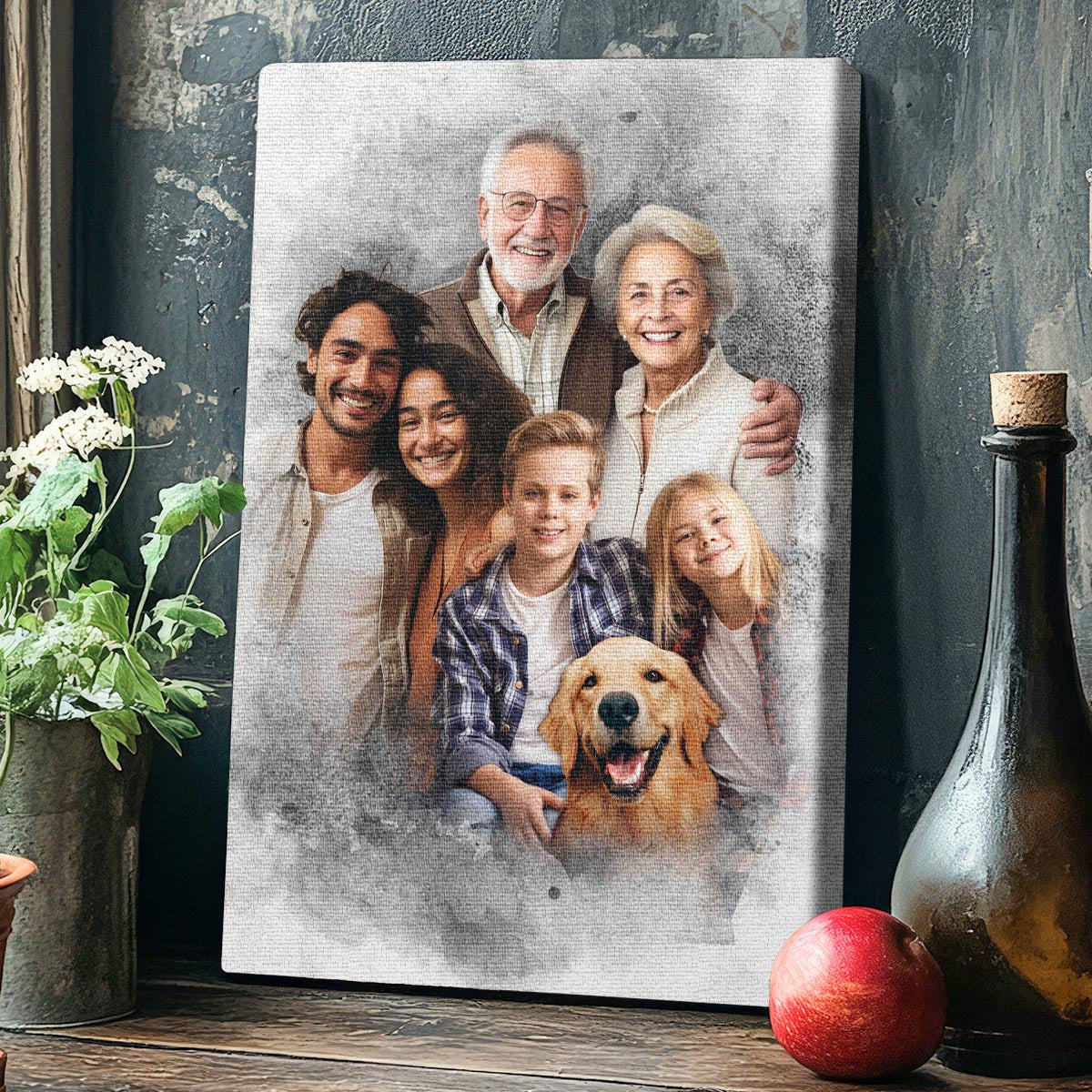 Color Combine Add Deceased Loved One to Photo, Memorial Gift, Add Person to Photo, Family Portrait Different Photos, Combine Photos Canvas