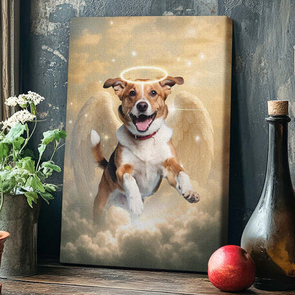 Memorial Custom Photo Canvas - Pet Loss With Halo & Wings Heaven - Gift For Family Members, Pet Lovers