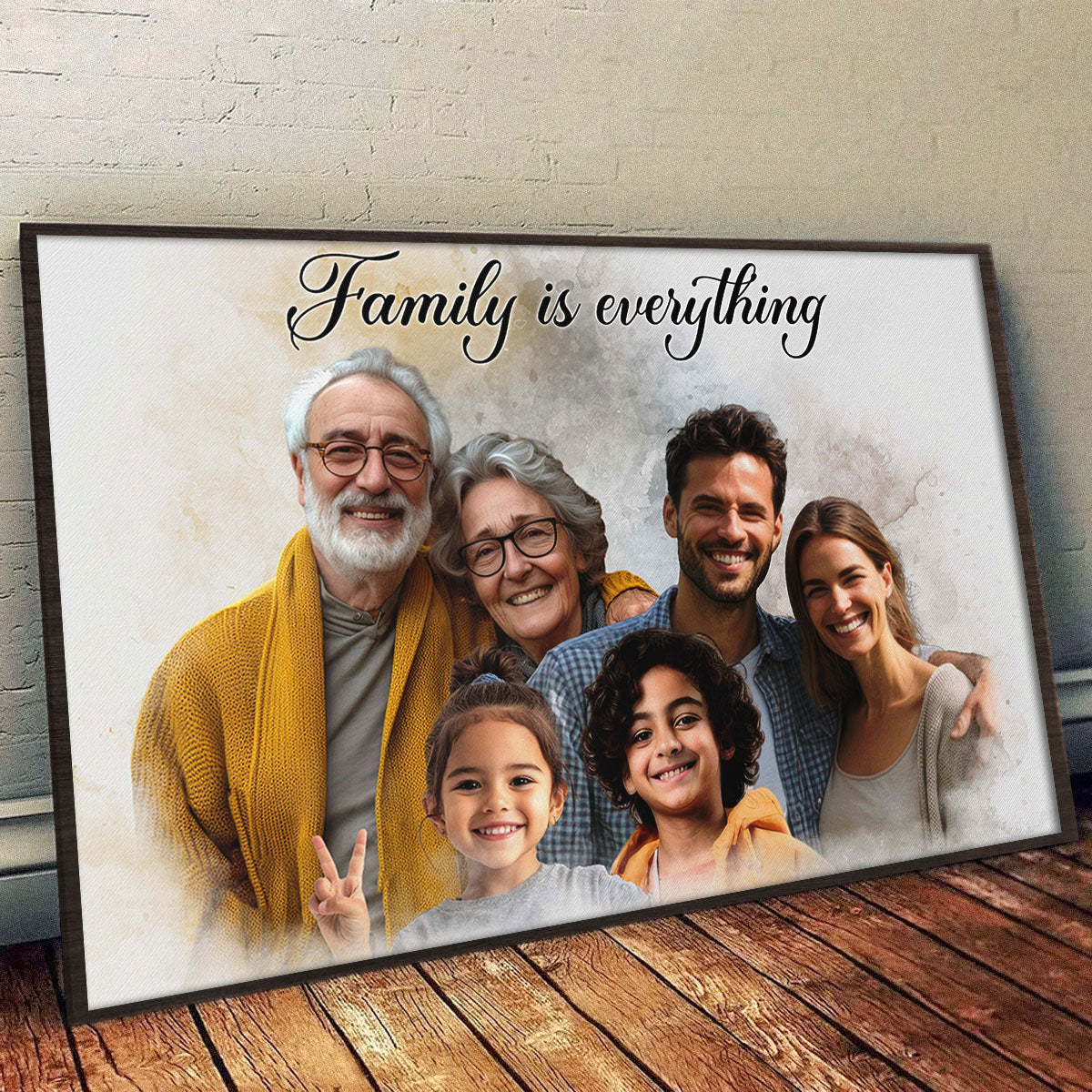 Custom Photos Horizontal Loved One Combined With Quotes, Halo To Deceased One - Personalized Canvas