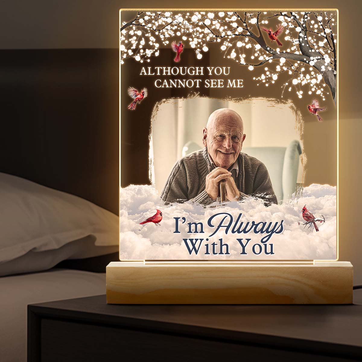 Custom Photo We're Always With You - Customized Personalized 3D LED Light - Sympathy Gift For Family Members