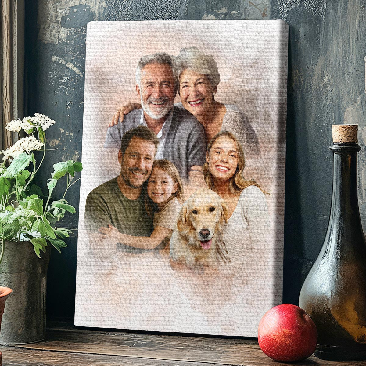 Add Deceased Loved One to Photo - Memorial Gift - Add Person to Photo - Family Portrait Different Photos, Combine Photos Canvas