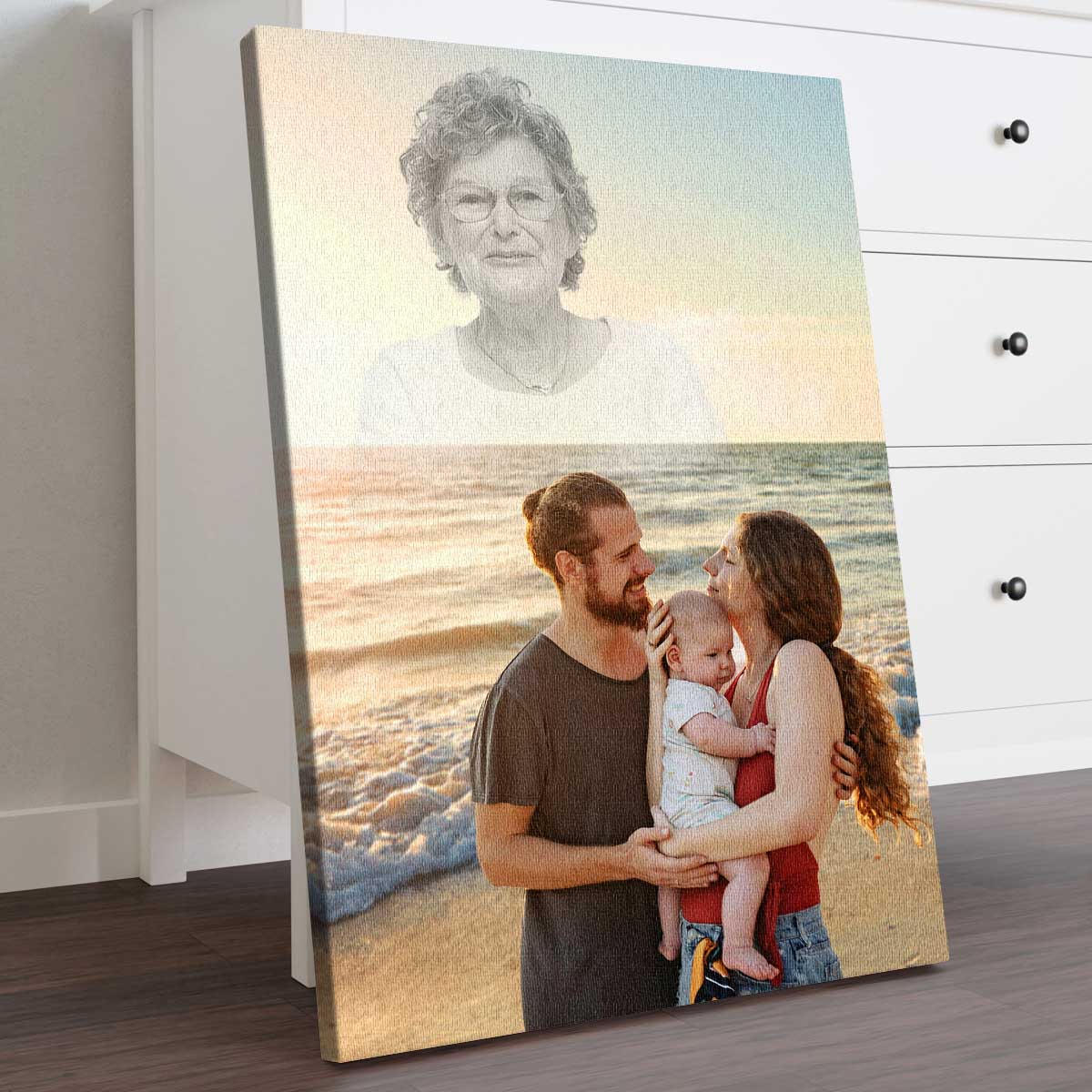 Memorial Custom Photo Canvas - Sunset Horizon View For Deceased, Loved One - Gift For Family Members