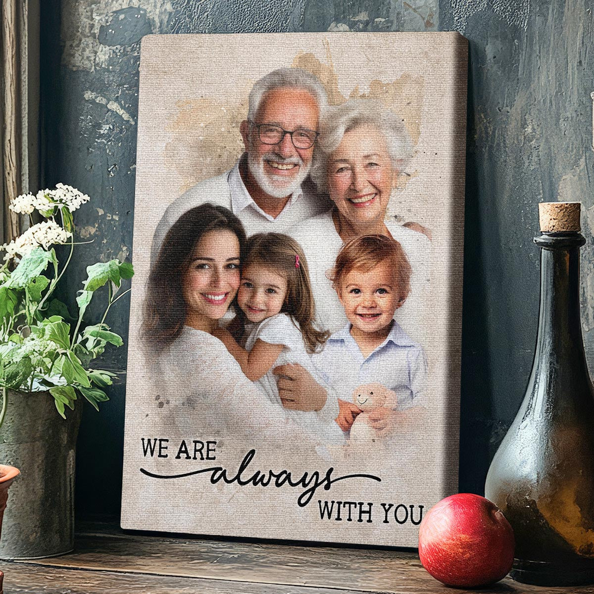 Add Loved One to Photo Custom Canvas - Personalized Customized Canvas - Memorial Gift for Dad Mom
