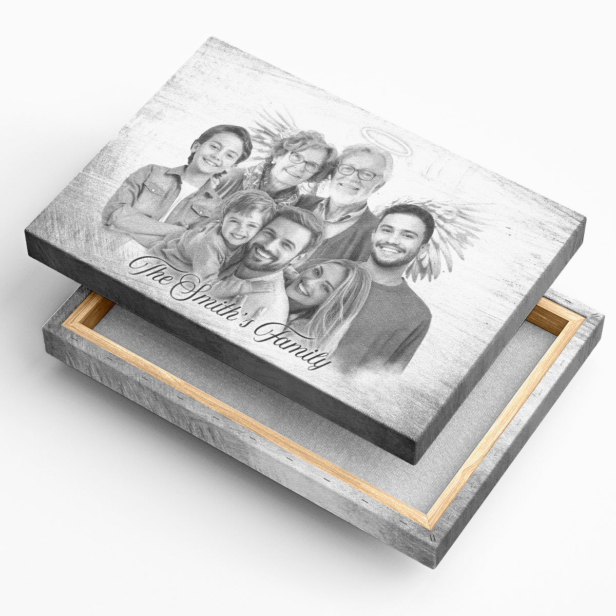 Horizontal Combine Photos Loved One, Family Portrait From Different Photos - Personalized Canvas - Memorial Gift