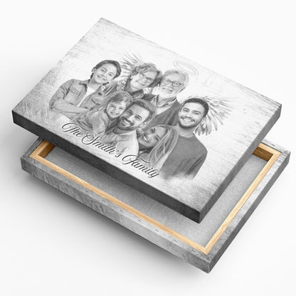 Horizontal Combine Photos Loved One, Family Portrait From Different Photos - Personalized Canvas - Memorial Gift