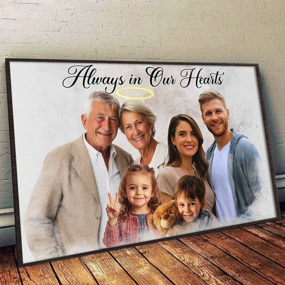 Combine Photos Loved One With Quotes, Adding Halo To Deceased One - Personalized Canvas