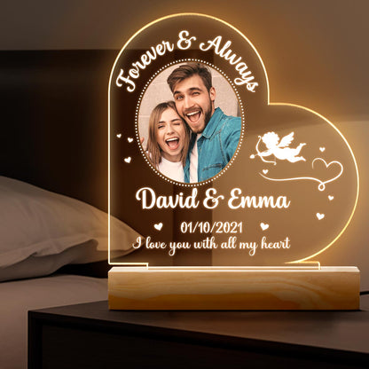 Custom Photo I Love You With All My Heart - Customized Personalized 3D LED Light - Valentine's Day Gift For Husband Wife, Anniversary