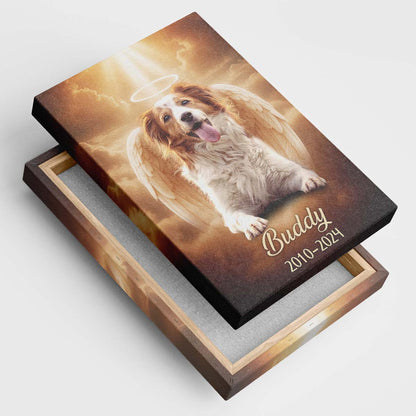 Memorial Custom Photo Canvas - Pet Loss, Deceased Loved One With Halo & Wings Heaven - Gift For Family Members