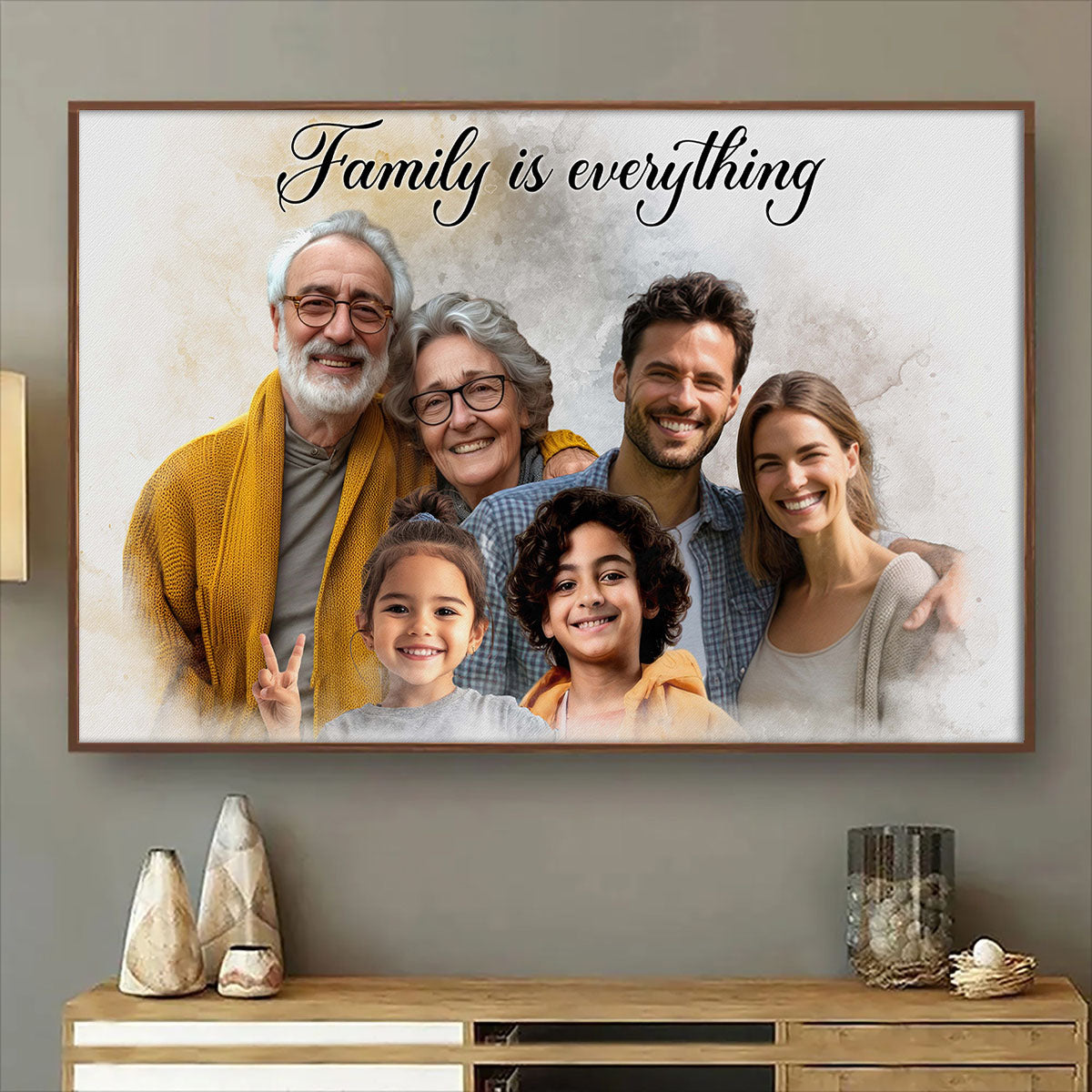 Custom Photos Horizontal Loved One Combined With Quotes, Halo To Deceased One - Personalized Canvas