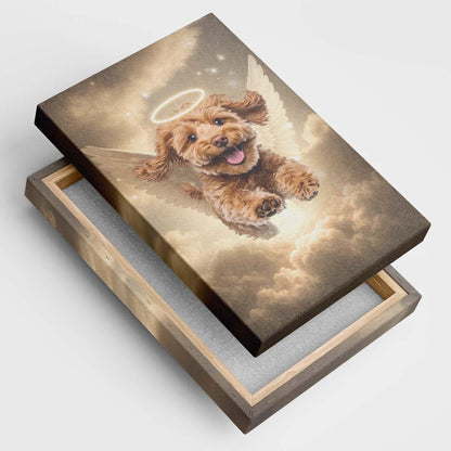 Memorial Custom Photo Canvas - Pet Loss With Halo & Wings Heaven - Gift For Family Members, Pet Lovers