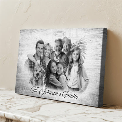 Horizontal Combine Photos Loved One, Family Portrait From Different Photos - Personalized Canvas - Memorial Gift