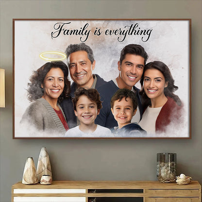 Combine Photos Loved One With Quotes, Adding Halo To Deceased One - Personalized Canvas
