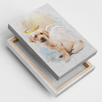 Memorial Custom Photo Canvas - Pet Loss With Halo & Wings And Heavenly Light - Gift For Pet Lovers