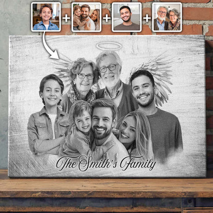 Horizontal Combine Photos Loved One, Family Portrait From Different Photos - Personalized Canvas - Memorial Gift