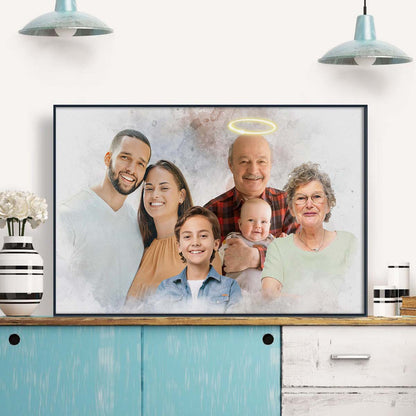 Combine Loved One From Different Photos, Adding Halo To Deceased One - Personalized Canvas