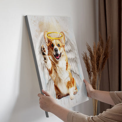 Memorial Custom Photo Canvas - Pet Loss With Halo & Wings And Heavenly Light - Gift For Pet Lovers
