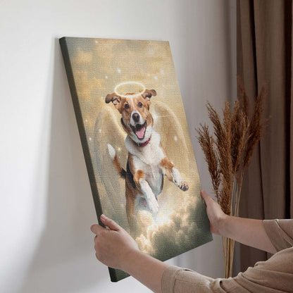 Memorial Custom Photo Canvas - Pet Loss With Halo & Wings Heaven - Gift For Family Members, Pet Lovers