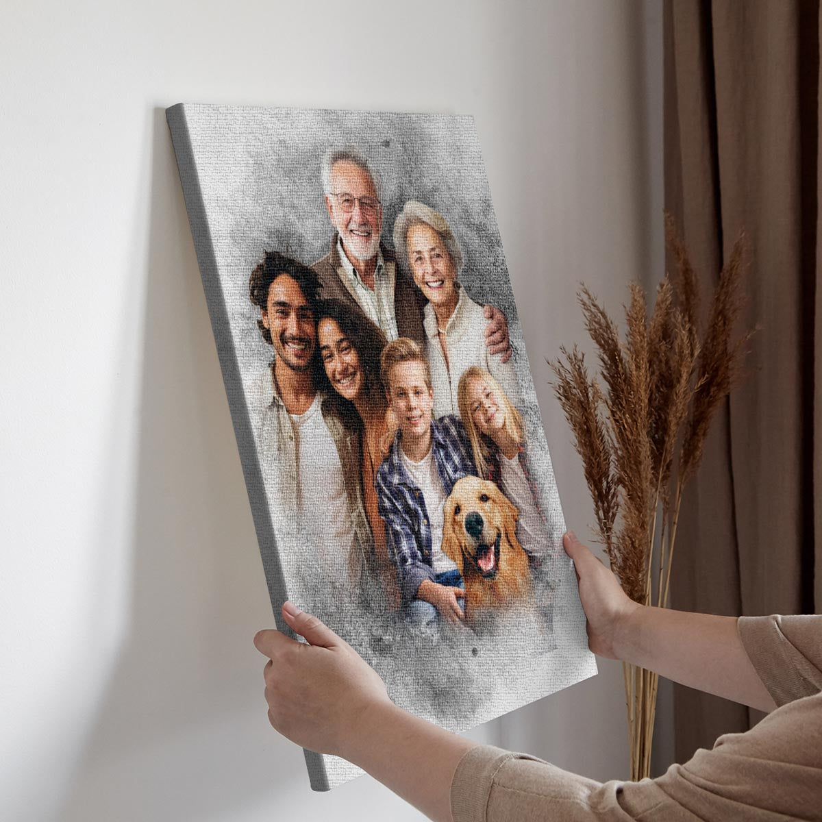 Color Combine Add Deceased Loved One to Photo, Memorial Gift, Add Person to Photo, Family Portrait Different Photos, Combine Photos Canvas