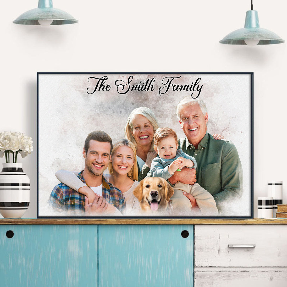 Custom Photos Horizontal Loved One Combined With Quotes, Halo To Deceased One - Personalized Canvas