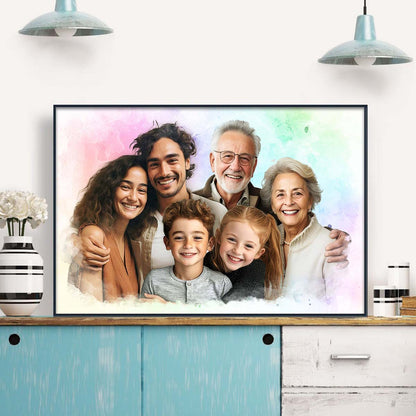 Memorial Custom Combine Photos Canvas - Colorful Horizontal  - Gift For Family Members