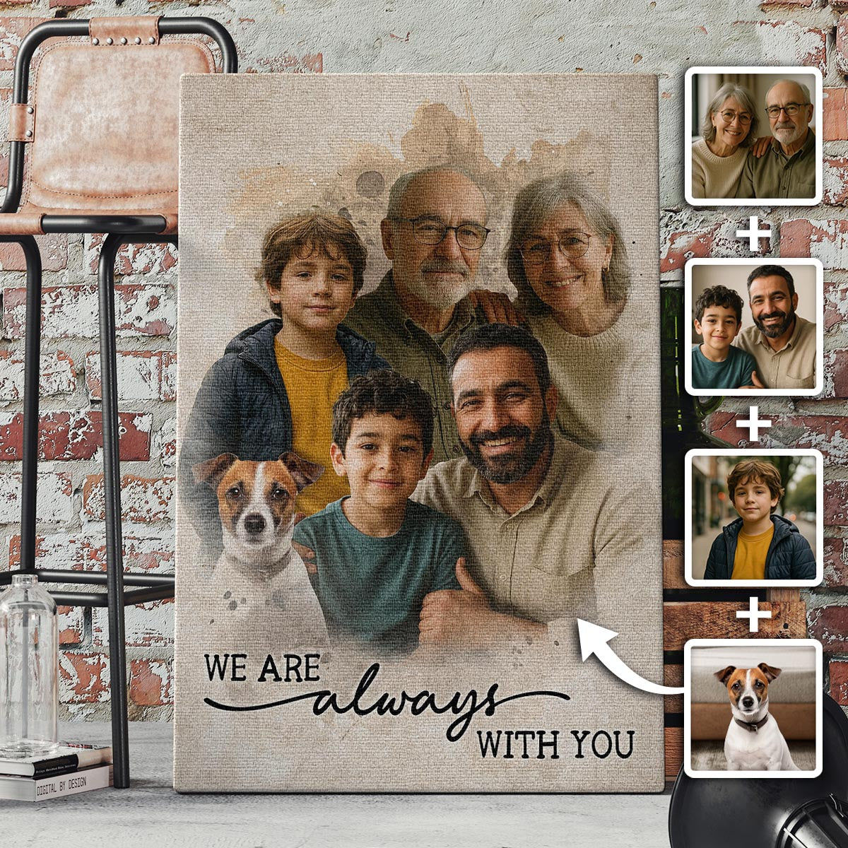Add Loved One to Photo Custom Canvas - Personalized Customized Canvas - Memorial Gift for Dad Mom