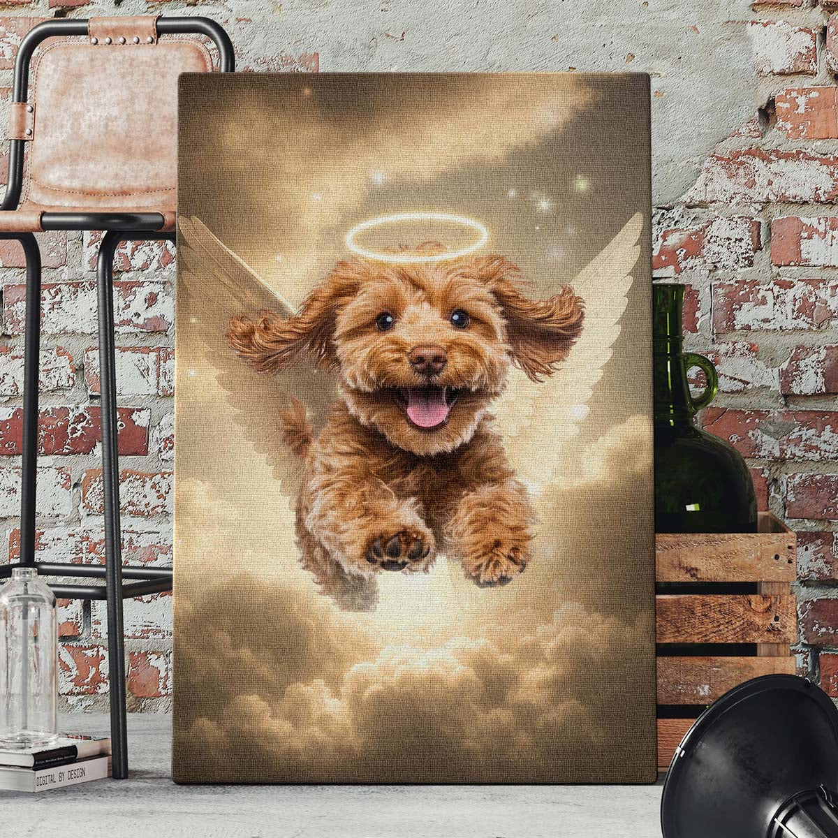 Memorial Custom Photo Canvas - Pet Loss With Halo & Wings Heaven - Gift For Family Members, Pet Lovers