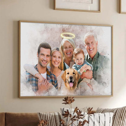 Combine Loved One From Different Photos, Adding Halo To Deceased One - Personalized Canvas
