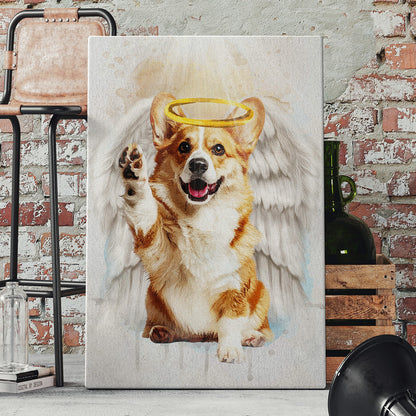 Memorial Custom Photo Canvas - Pet Loss With Halo & Wings And Heavenly Light - Gift For Pet Lovers