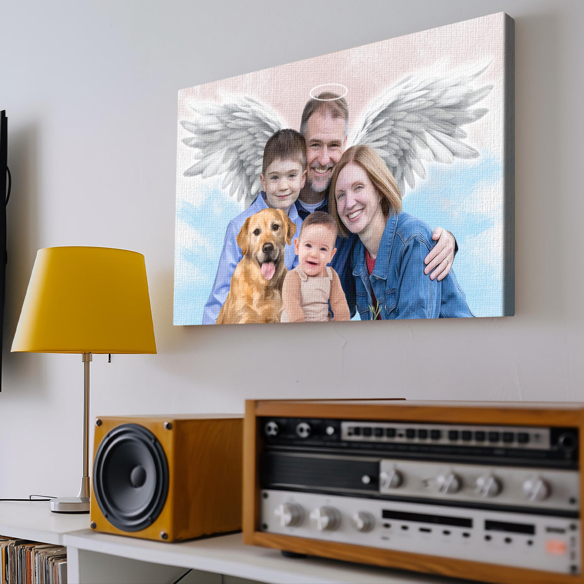 Memorial Custom Combine Photos Canvas - Pastel 2 Color Painting Style Horizontal  - Gift For Family Members