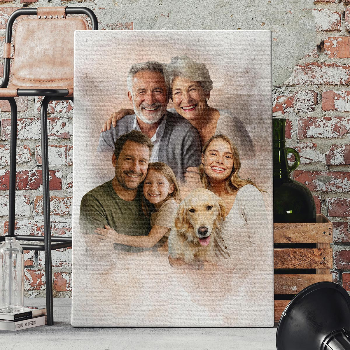 Add Deceased Loved One to Photo - Memorial Gift - Add Person to Photo - Family Portrait Different Photos, Combine Photos Canvas