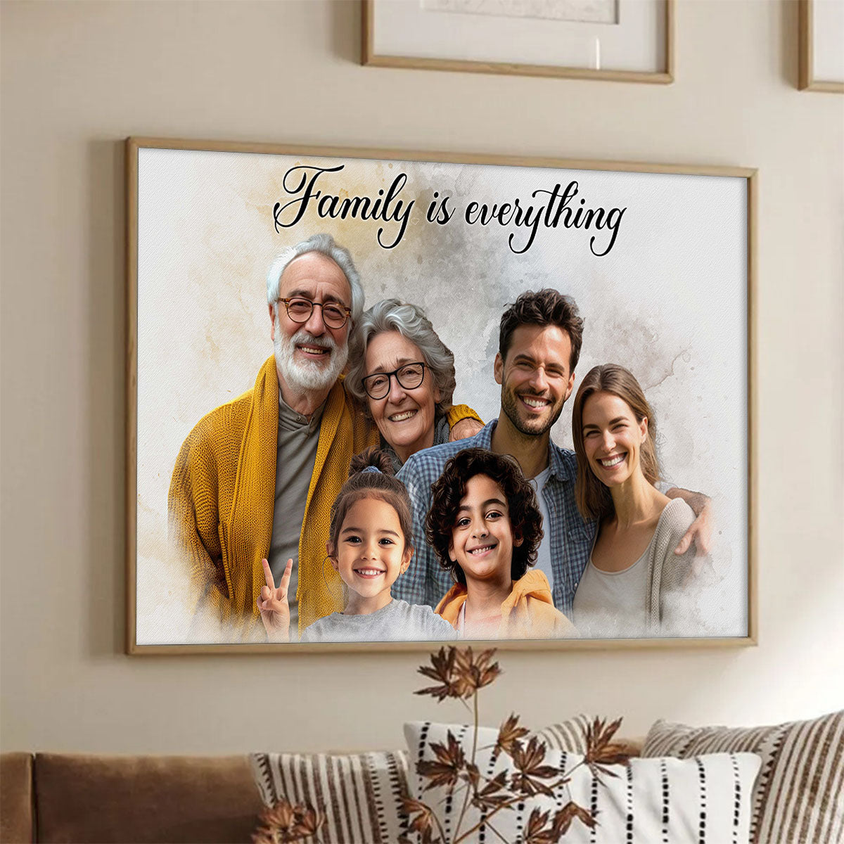 Custom Photos Horizontal Loved One Combined With Quotes, Halo To Deceased One - Personalized Canvas