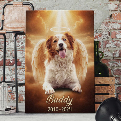 Memorial Custom Photo Canvas - Pet Loss, Deceased Loved One With Halo & Wings Heaven - Gift For Family Members