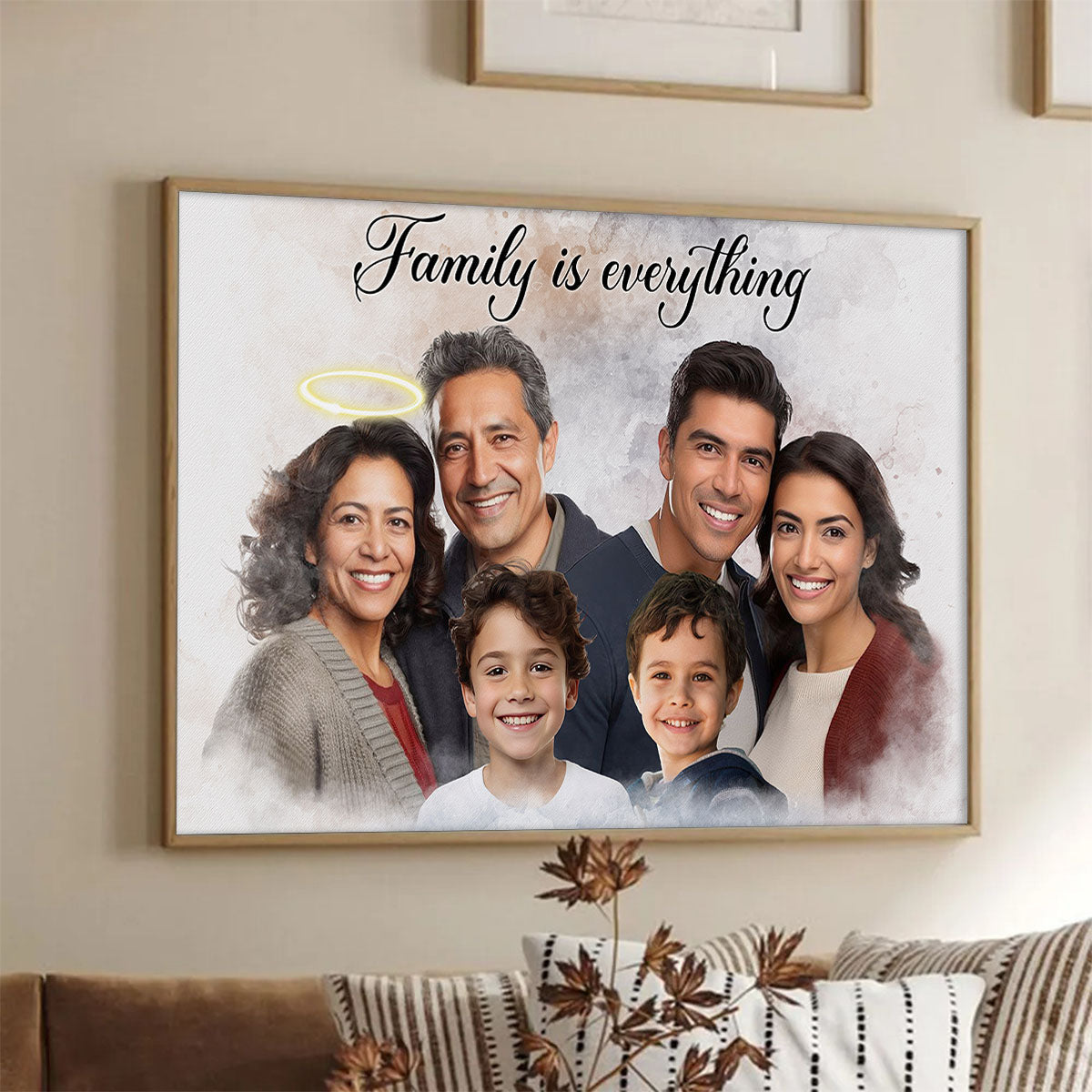 Combine Photos Loved One With Quotes, Adding Halo To Deceased One - Personalized Canvas