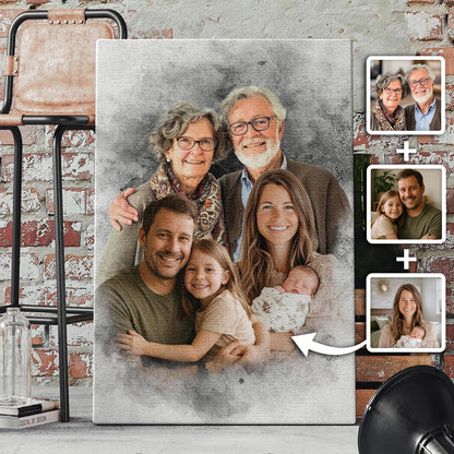 Color Combine Add Deceased Loved One to Photo, Memorial Gift, Add Person to Photo, Family Portrait Different Photos, Combine Photos Canvas