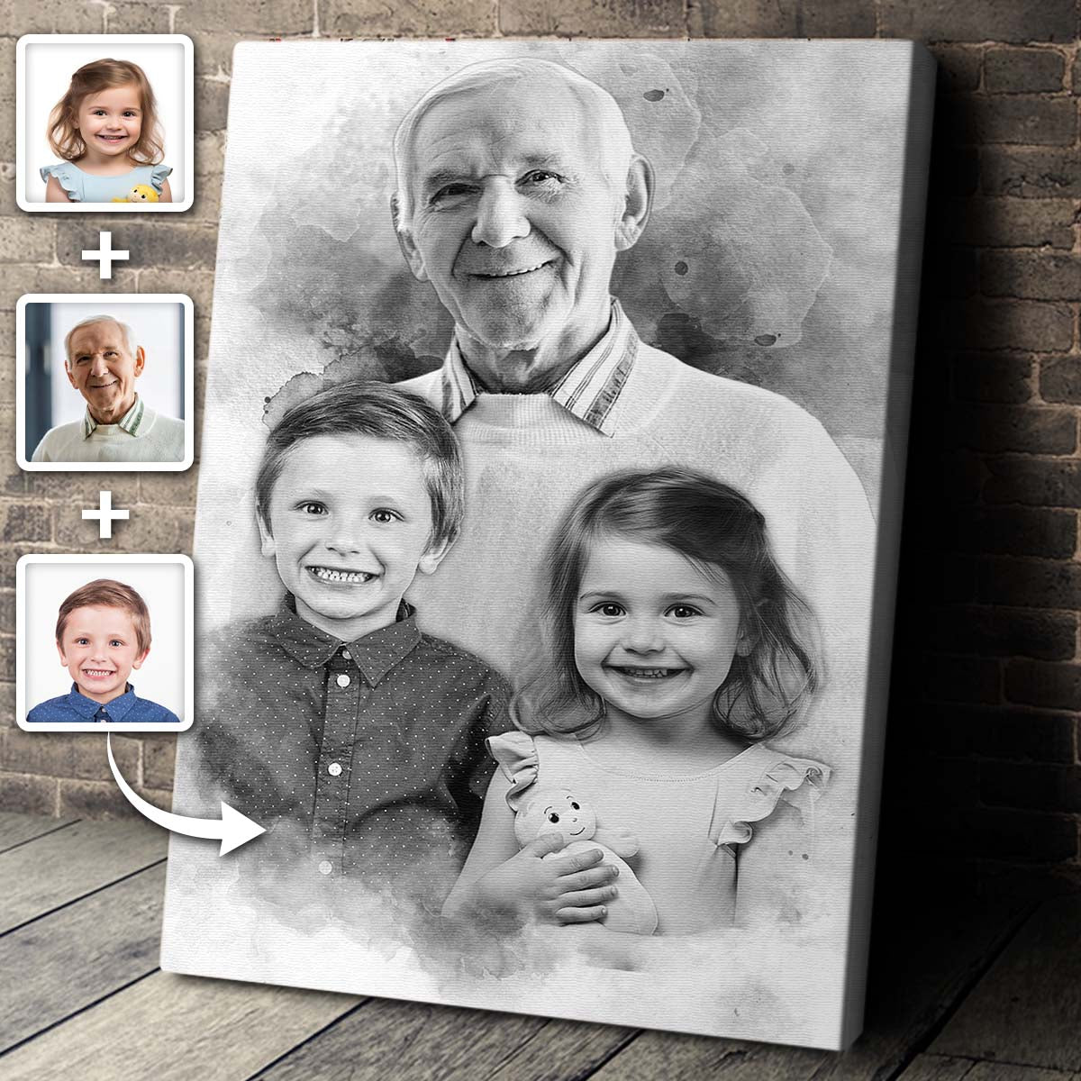 Add Deceased Loved One to Photo, Memorial Gift, Add Person to Photo, Family Portrait Different Photos, Combine Photos Canvas